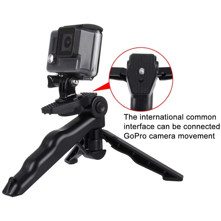 PU191_3.webp PULUZ Grip Folding Tripod Mount with Adapter & Screws for GoPro, Insta360, DJI and Other Action Cameras, Load Max: 2kg(Black) - Image 4