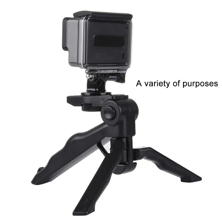 PU191_4.webp PULUZ Grip Folding Tripod Mount with Adapter & Screws for GoPro, Insta360, DJI and Other Action Cameras, Load Max: 2kg(Black) - Image 5