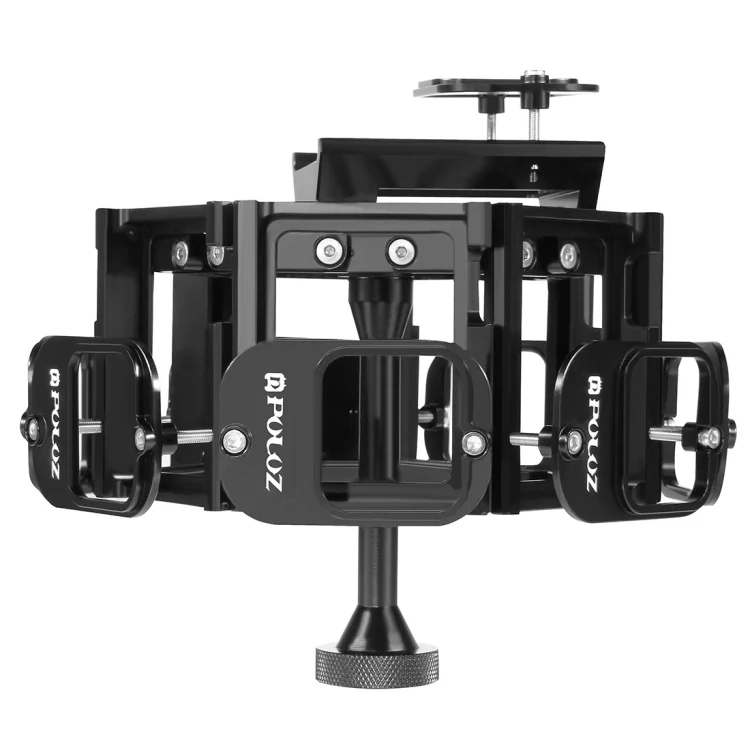 PULUZ 8 in 1 All View Panorama Frame CNC Aluminum Alloy Protective Cage with Screw for GoPro HERO7 /6 /5(Black)