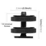PULUZ Reinforced Hot Shoe 1/4 inch Screw Adapter with Double Nut for DSLR Cameras, GoPro HERO10 Black / HERO9 Black / HERO8 Black / HERO7 /6 /5 /5 Session /4 Session /4 /3+ /3 /2 /1, Xiaoyi and Other Action Cameras - Image 4