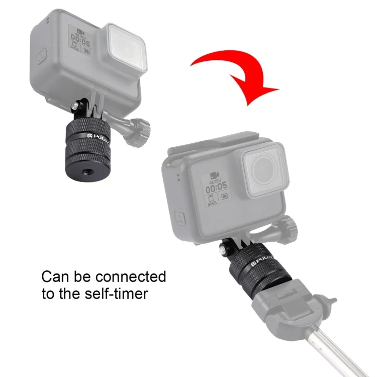 PU219_5.webp PULUZ 1/4 Inch Screw Hole Tripod Mount CNC Adapter for GoPro, Insta360, DJI and Other Action Cameras - Image 6