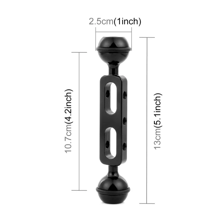 PU241B_1.webp PULUZ 5.1 inch 13cm Aluminum Alloy Dual Balls Arm, Ball Diameter: 25mm - Image 3