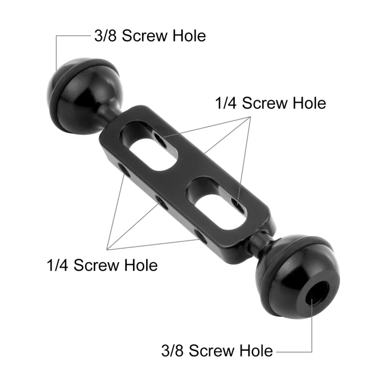 PU241B_2.webp PULUZ 5.1 inch 13cm Aluminum Alloy Dual Balls Arm, Ball Diameter: 25mm - Image 4