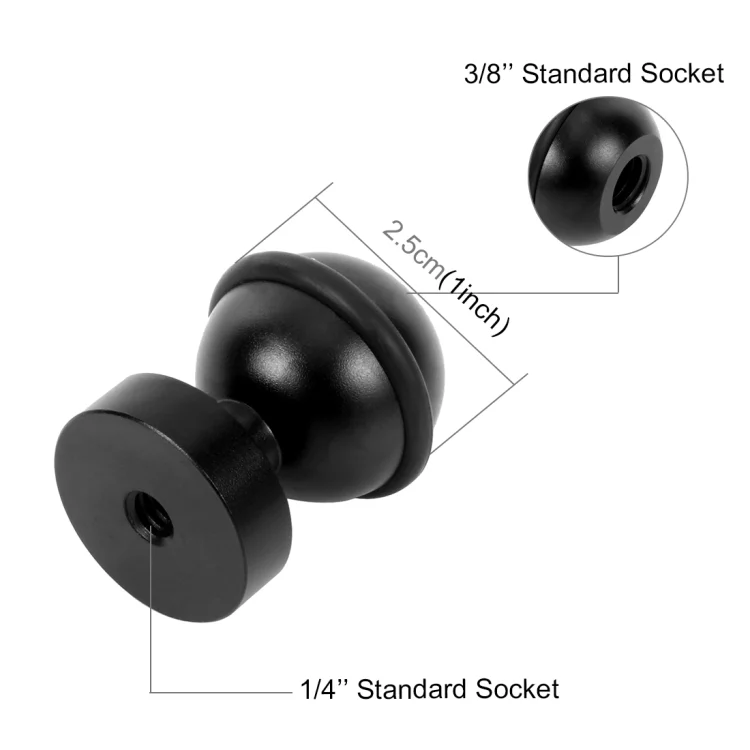 PU251B_1.webp PULUZ CNC Aluminum Ball Head Adapter Mount for GoPro, Insta360, DJI and Other Action Cameras, Diameter: 2.5cm - Image 3