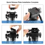 PULUZ 1.6m Reverse-Folding Professional Video Tripod with Fluid Drag Head - Image 7