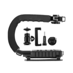 PULUZ U/C Shape 3-Head Cold Shoes Portable Handheld DV Bracket Stabilizer Kit with Cold Shoe Tripod Head & Phone Clamp & Quick Release Buckle & Long Screw for All SLR Cameras and Home DV Camera - Image 11