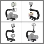 PULUZ U/C Shape 3-Head Cold Shoes Portable Handheld DV Bracket Stabilizer Kit with Cold Shoe Tripod Head & Phone Clamp & Quick Release Buckle & Long Screw for All SLR Cameras and Home DV Camera - Image 5