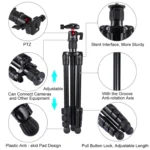 PULUZ 4-Section Folding Legs Metal Tripod Mount with 360 Degree Ball Head for DSLR & Digital Camera, Adjustable Height: 42-130cm - Image 5