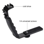 PULUZ L-Shape Bracket Handheld Grip Holder with Dual Side Cold Shoe Mounts for Video Light Flash, DSLR Camera - Image 4