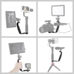 PULUZ L-Shape Bracket Handheld Grip Holder with Dual Side Cold Shoe Mounts for Video Light Flash, DSLR Camera - Image 5