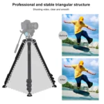 PULUZ 4-Section Folding Legs Metal Tripod Mount for DSLR / SLR Camera, Adjustable Height: 97-180cm - Image 8