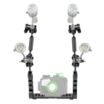 PULUZ Dual Handle Aluminium Tray Stabilizer with 2 x Dual Ball Aluminum Alloy Clamp & 2 x 7 inch Floating Arm for Underwater Camera Housings - Image 5