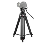 PULUZ Professional Heavy Duty Video Camcorder Aluminum Alloy Tripod with Fluid Drag Head for DSLR / SLR Camera, Adjustable Height: 80-160cm