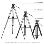 PULUZ Professional Heavy Duty Video Camcorder Aluminum Alloy Tripod with Fluid Drag Head for DSLR / SLR Camera, Adjustable Height: 80-160cm - Image 3