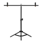 67cm T-Shape Photo Studio Background Support Stand Backdrop Crossbar Bracket with Clips, No Backdrop - Image 2