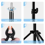 67cm T-Shape Photo Studio Background Support Stand Backdrop Crossbar Bracket with Clips, No Backdrop - Image 4