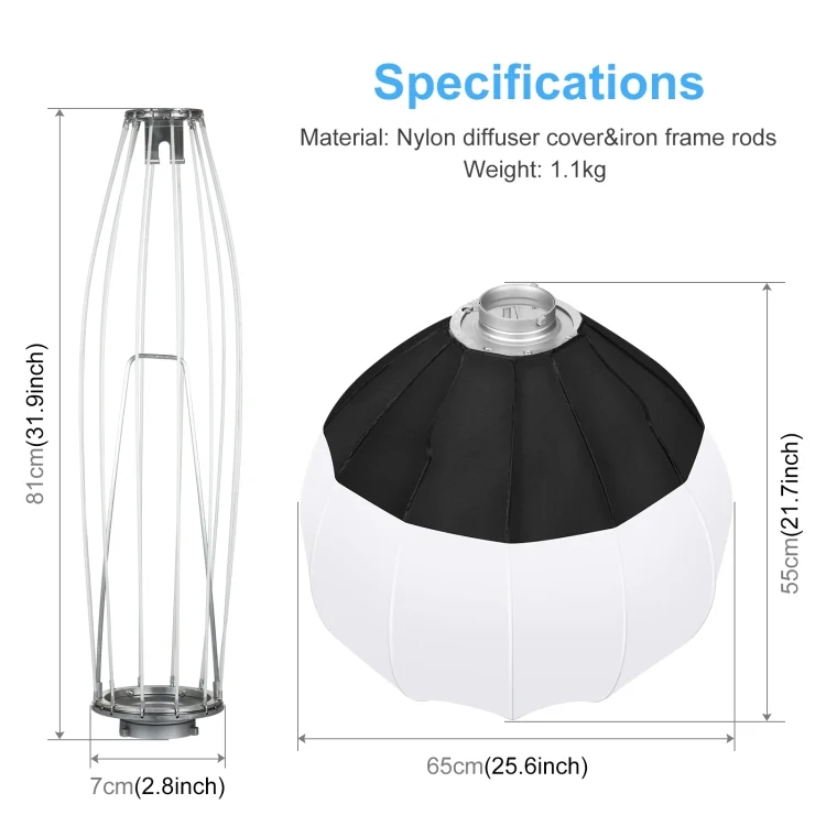 PU3057_2.webp PULUZ 65cm Foldable Lantern Softbox SpeedLite Flash Light Foldable Diffuser - Image 3