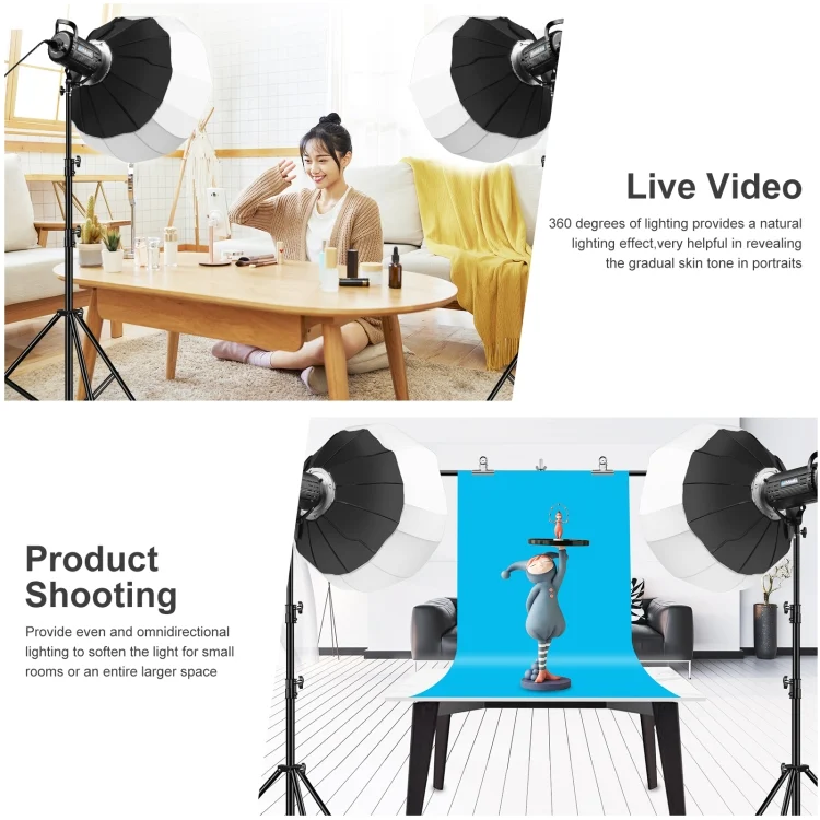 PU3057_7.webp PULUZ 65cm Foldable Lantern Softbox SpeedLite Flash Light Foldable Diffuser - Image 8