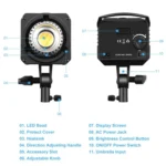 PULUZ 220V 120W Studio Video Light Dual Color Temperature Built-in Dissipate Heat System with Remote Control - Image 3