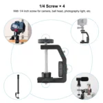 PULUZ C Clamp Mount Light Stand Extension Central Shaft Rod Monopod Holder Kits with Ball-Head, Rod Length: 33-60cm - Image 3
