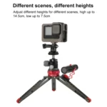 PULUZ Desktop Vlogging Live Tripod Holder with Cold Shoe Bases for DSLR & Digital Cameras, Adjustable Height: 7.5-14.5cm - Image 5