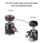 PULUZ Aluminum Alloy Ball Head Tripod Mount with Cold Shoe Base - Image 4
