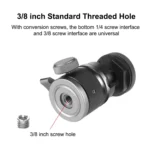 PULUZ Aluminum Alloy Ball Head Tripod Mount with Cold Shoe Base - Image 5