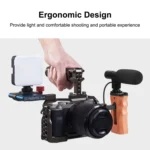 PULUZ 1/4 inch Screw Universal Camera Wooden Side Handle with Cold Shoe Mount for Camera Cage Stabilizer - Image 6