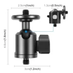 PULUZ 1/4 inch Outer Screw Metal Tripod Ball Head Adapter with Knob Lock - Image 2