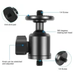 PULUZ 1/4 inch Outer Screw Metal Tripod Ball Head Adapter with Knob Lock - Image 3