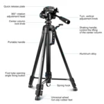 PULUZ Aluminum Selfie Live Tripod Mount with Three-dimensional Head & Phone Clamp - Image 5