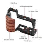 For Sony ZV-E10 PULUZ Wood Handle Metal Camera Cage Stabilizer Rig - Image 4