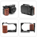 For Sony ZV-E10 PULUZ Wood Handle Metal Camera Cage Stabilizer Rig - Image 7