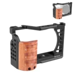 For Sony ZV-E1 PULUZ Wood Handle Metal Camera Cage Stabilizer Rig