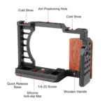 For Sony ZV-E1 PULUZ Wood Handle Metal Camera Cage Stabilizer Rig - Image 3