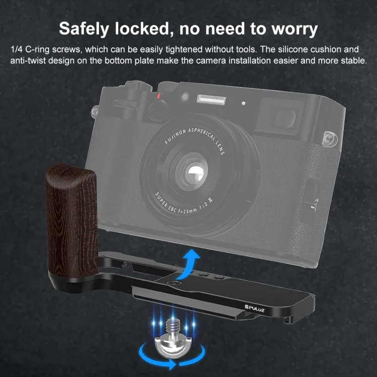 PU3124B_6.webp For Fujifilm X100VI PULUZ 1/4 inch Vertical Shoot Quick Release L Plate Bracket Base Holder - Image 7