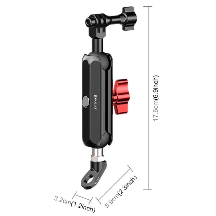 PU3210_3.webp PULUZ Motorcycle Rearview Oblique CNC Metal Magic Arm Rod Mount - Image 4