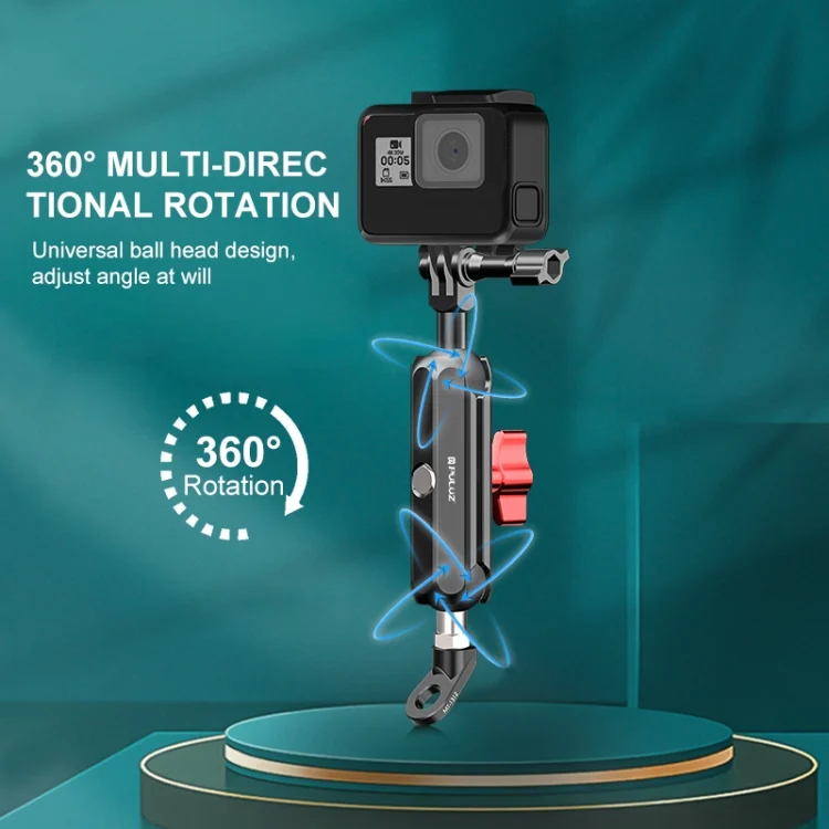 PU3210_8.webp PULUZ Motorcycle Rearview Oblique CNC Metal Magic Arm Rod Mount - Image 9
