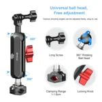 PULUZ Motorcycle Rearview Small Clamp CNC Metal Magic Arm Rod Mount (Black) - Image 4