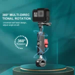 PULUZ Motorcycle Rearview Small Clamp CNC Metal Magic Arm Rod Mount (Black) - Image 8