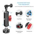 PULUZ Motorcycle Rearview Medium Clamp CNC Metal Magic Arm Rod Mount - Image 4