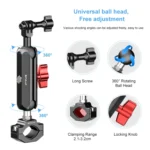 PULUZ Motorcycle Rearview Large Clamp CNC Metal Magic Arm Rod Mount - Image 4