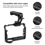 PULUZ Double-thread Metal Quick Release Top Handle with Cold Shoe for Camera Cage Stabilizer - Image 4