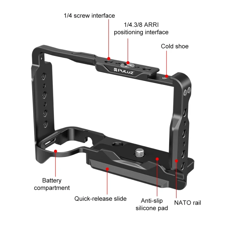 PU3219B_2.webp For Sony ZV-E10 II PULUZ Metal Camera Cage Stabilizer Rig - Image 3