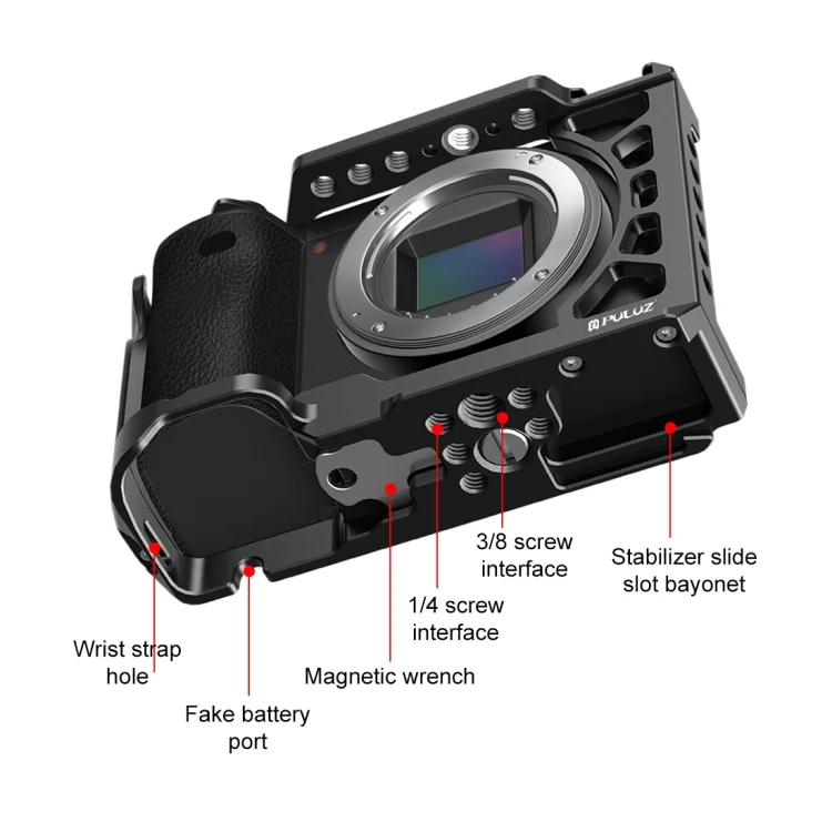 PU3220B_3.webp For Sony A6500 / A6400 / A6300 / A6000 PULUZ Metal Camera Cage Expansion Mount Stabilizer Rig - Image 4