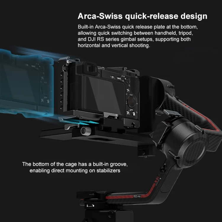 PU3220B_6.webp For Sony A6500 / A6400 / A6300 / A6000 PULUZ Metal Camera Cage Expansion Mount Stabilizer Rig - Image 7