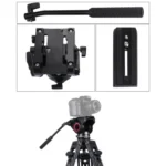 PULUZ Heavy Duty Video Camera Tripod Action Fluid Drag Head with Sliding Plate for DSLR & SLR Cameras, Large Size - Image 7