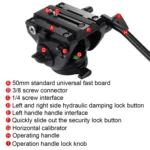 PULUZ Heavy Duty Video Camera Tripod Action Fluid Drag Head with Sliding Plate for DSLR & SLR Cameras, Large Size - Image 8