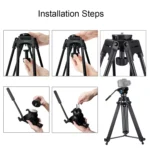 PULUZ 75mm Half Ball Flat to Bowl Adapter for Fluid Head Tripod DSLR Rig Camera, Metal Material - Image 6