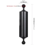 PULUZ 10.82 inch 27.5cm Length 60mm Diameter Dual Balls Carbon Fiber Floating Arm, Ball Diameter: 25mm, Buoyancy: 350g - Image 3